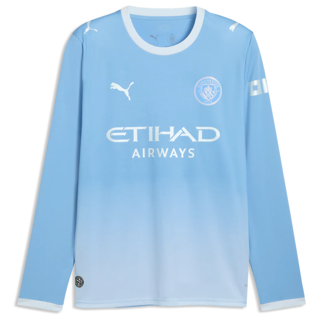 Manchester City Puma 2026/27 Home Replica Long Sleeve Custom Jersey - Light Blue
