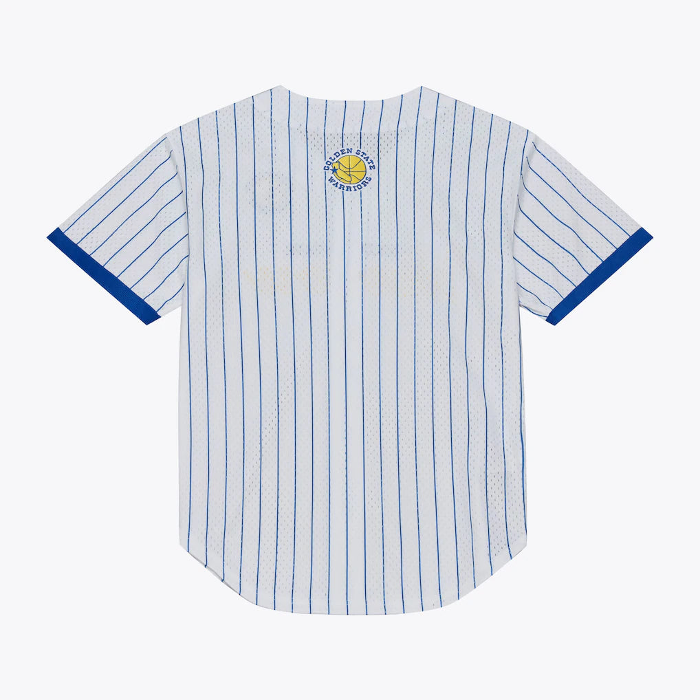 Golden State Warriors Mitchell & Ness Head Coach Pinstripe Mesh Full-Button Baseball Jersey - White