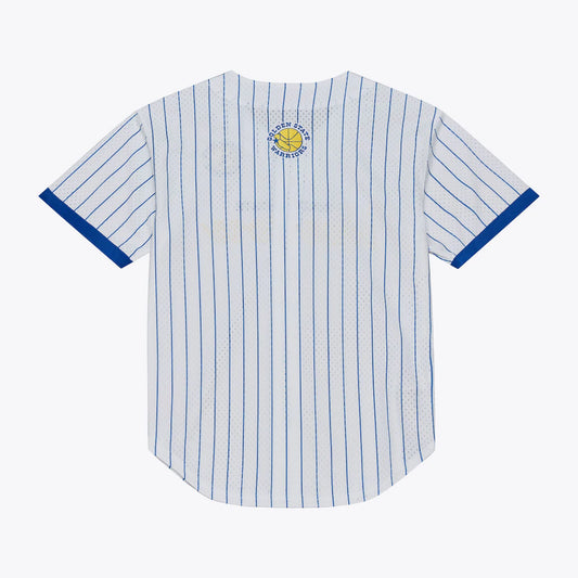 Golden State Warriors Mitchell & Ness Head Coach Pinstripe Mesh Full-Button Baseball Jersey - White