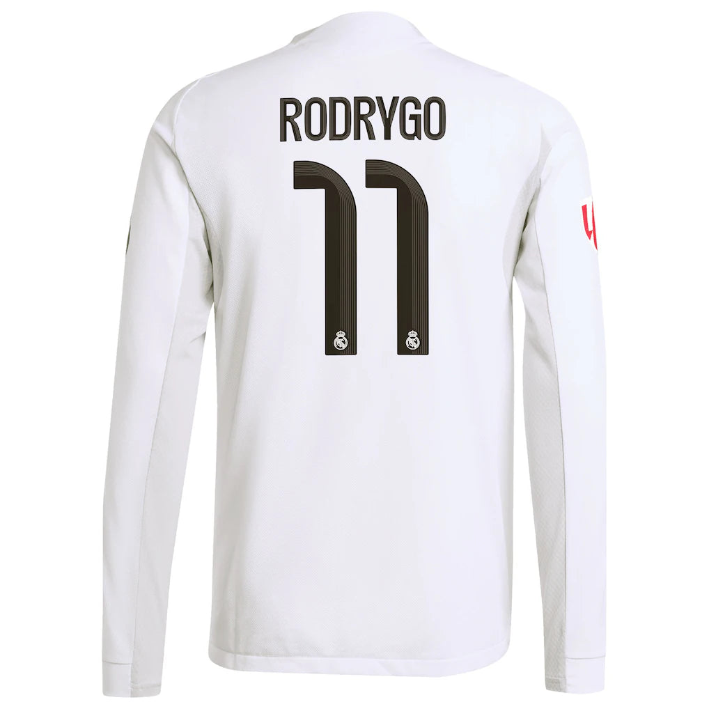 Rodrygo Real Madrid adidas 2025/26 Home Authentic Long Sleeve Jersey - White