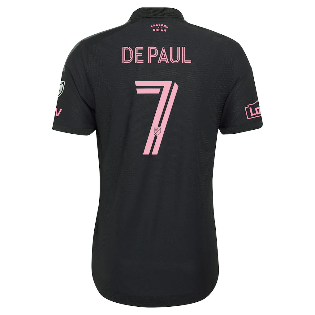 Rodrigo De Paul Inter Miami CF adidas 2026 Presagio On-Field Authentic Patch Jersey - Black