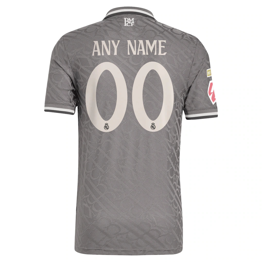 Real Madrid adidas Originals 2024/25 Third Authentic Custom Jersey - Charcoal
