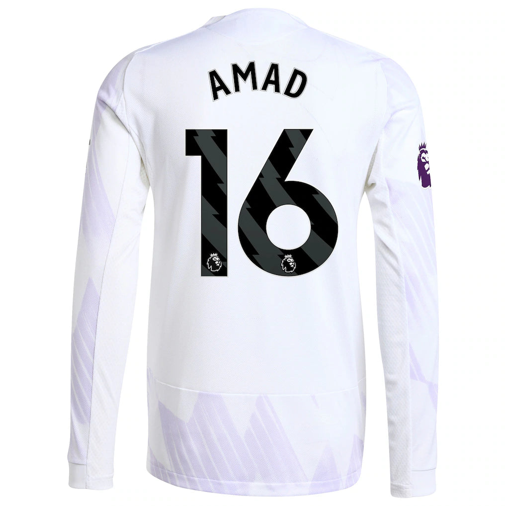 Amad Diallo Manchester United adidas 2025/26 Away Authentic Long Sleeve Player Jersey - White