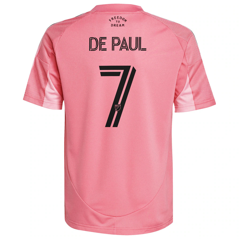 Rodrigo De Paul Inter Miami CF adidas Youth 2025 Euforia Replica Player Jersey - Light Pink