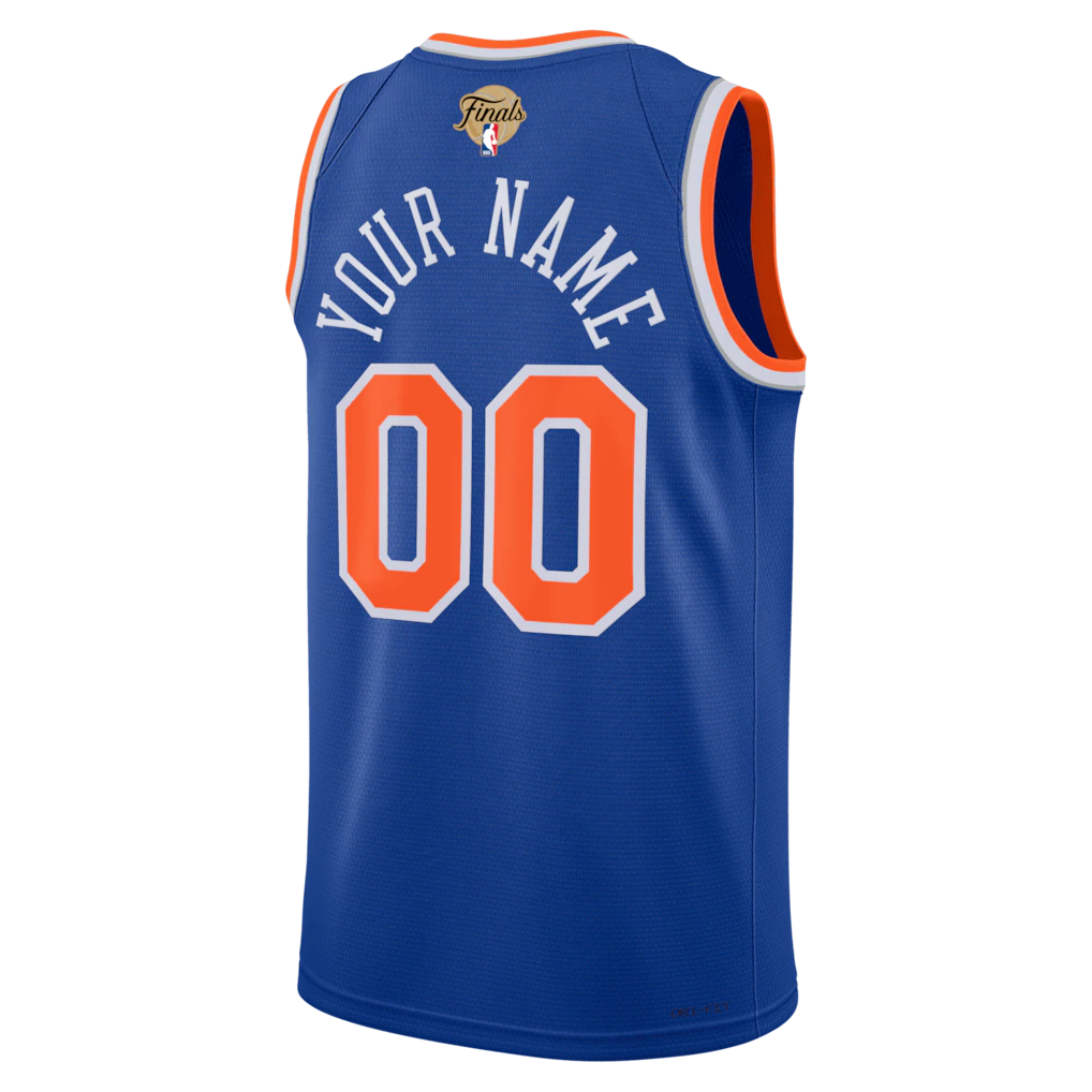New York Knicks Nike Unisex 2026 NBA Finals Patch Swingman Custom Jersey - Icon Edition - Blue