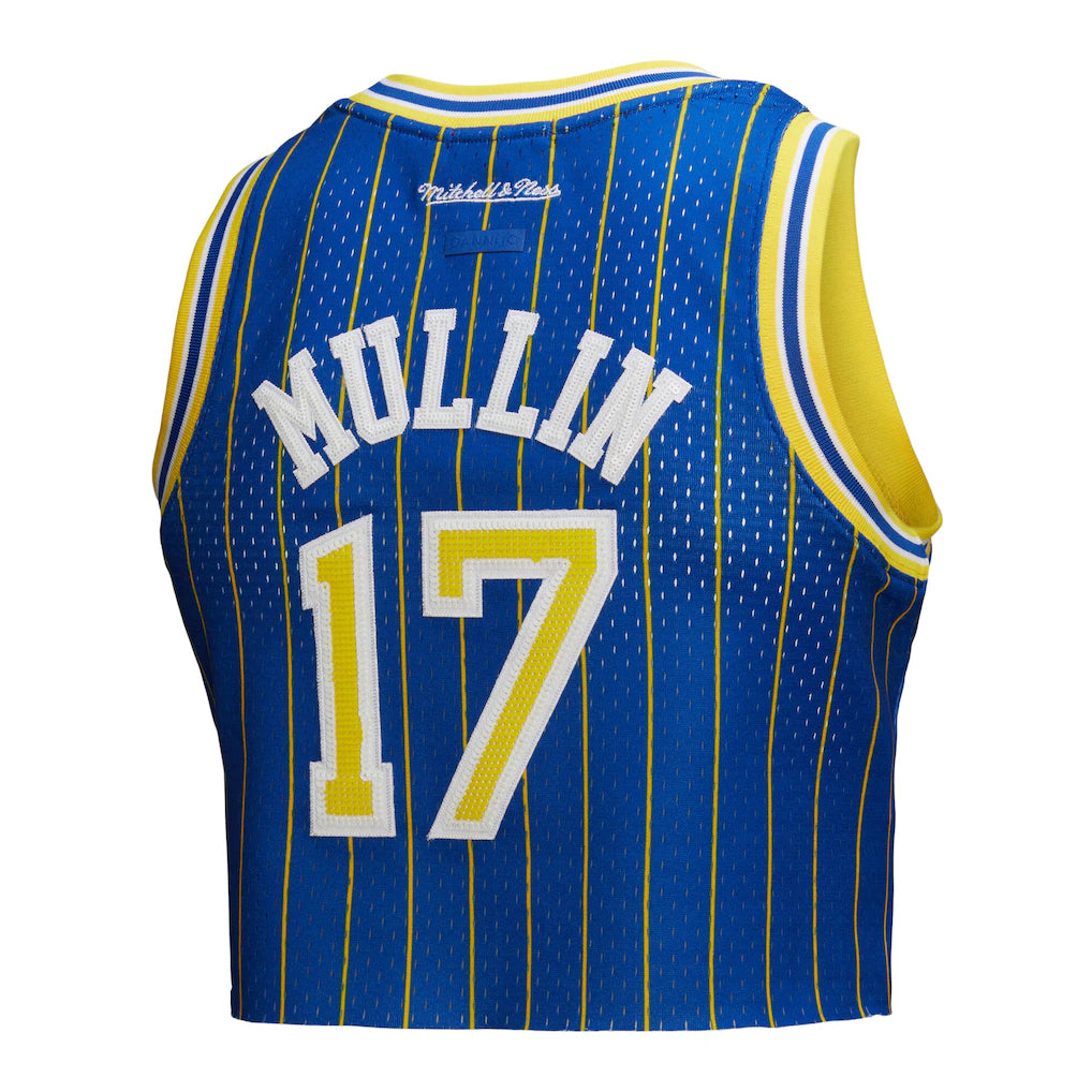 Chris Mullin Golden State Warriors Mitchell & Ness x DANNIJO Women's Fashion Cropped Basketball Jersey - Royal