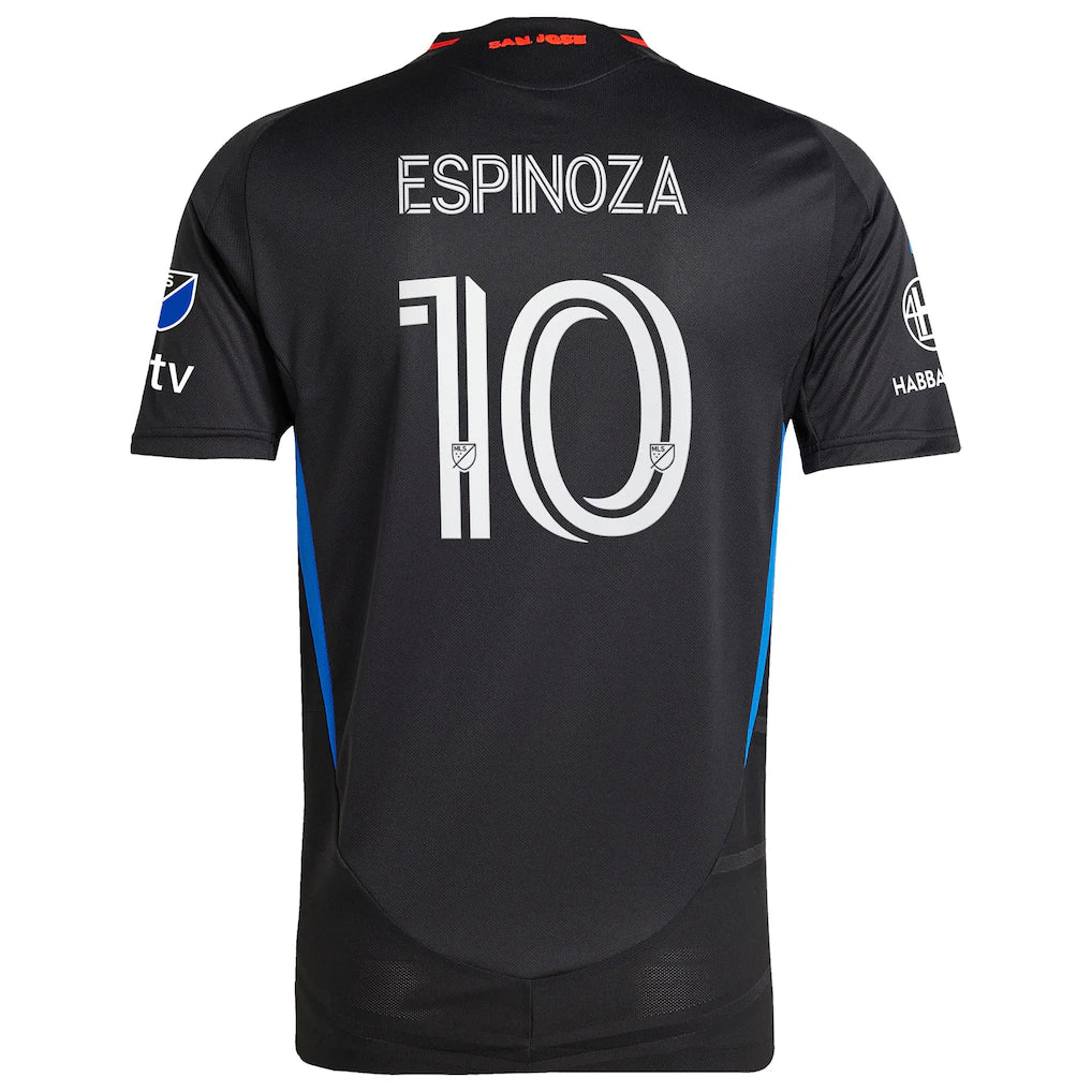 Cristian Espinoza San Jose Earthquakes adidas 2025 Headliner Authentic Player Jersey - Black