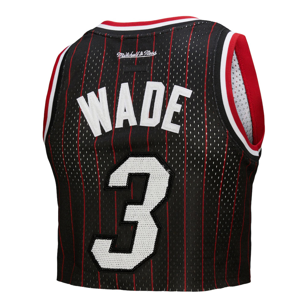 Dwyane Wade Miami Heat Mitchell & Ness x DANNIJO Women's Fashion Cropped Basketball Jersey - Black