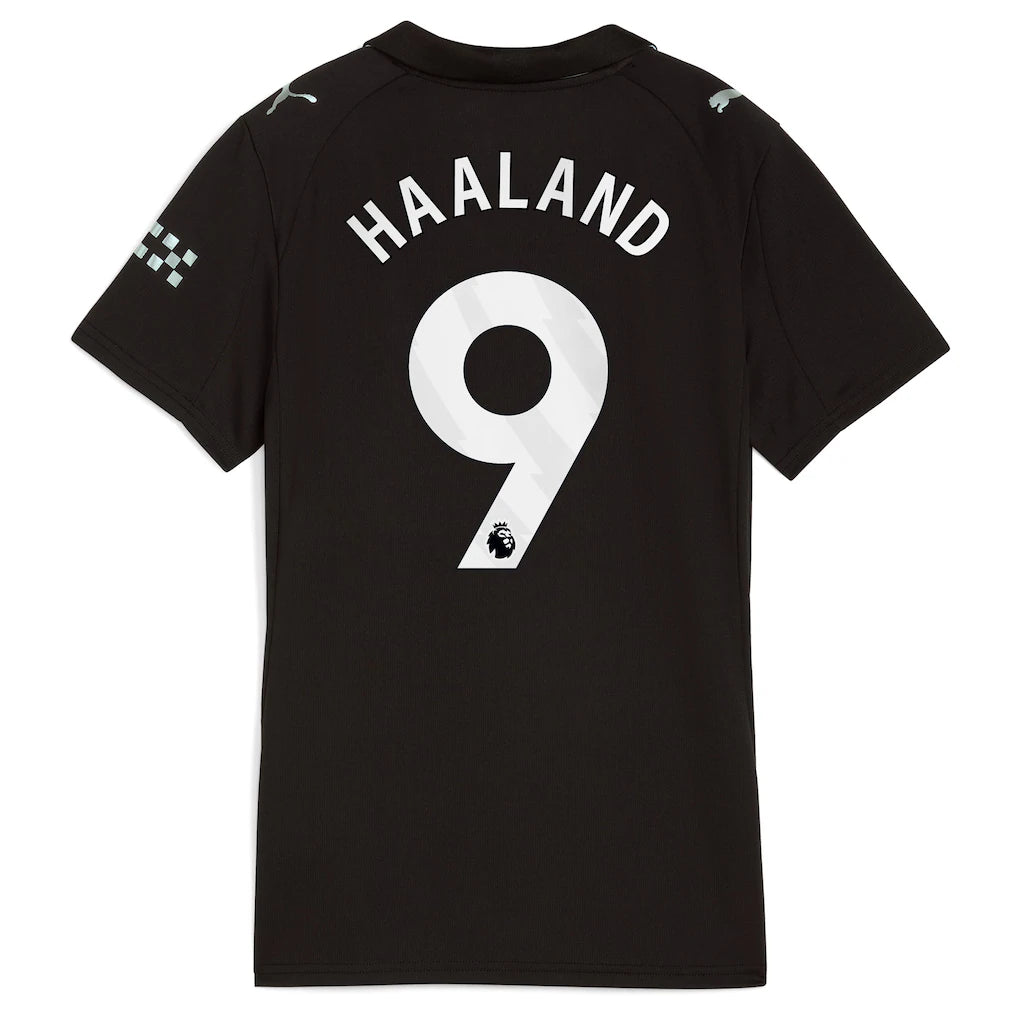 Erling Haaland Manchester City Puma Women's 2025/26 Away Replica Player Jersey - Black