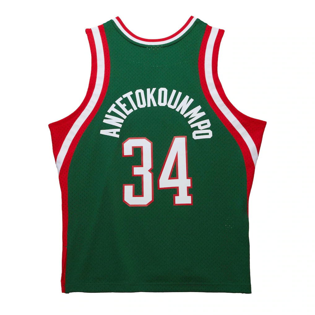 Giannis Antetokounmpo Milwaukee Bucks Mitchell & Ness 2013/14 Hardwood Classics Swingman Jersey - Hunter Green