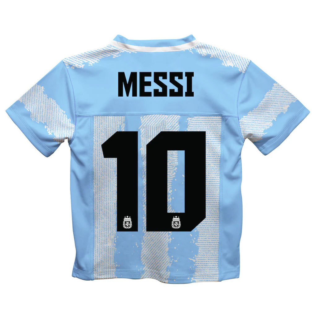 Lionel Messi Argentina National Team Vive La Fete Youth Painted Stripes Football Jersey - Light Blue