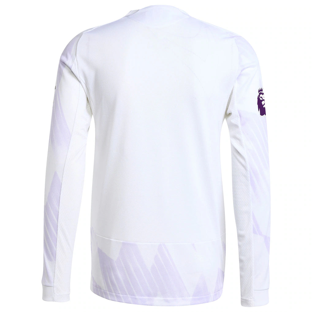 Manchester United adidas 2025/26 Away Authentic Long Sleeve Jersey - White