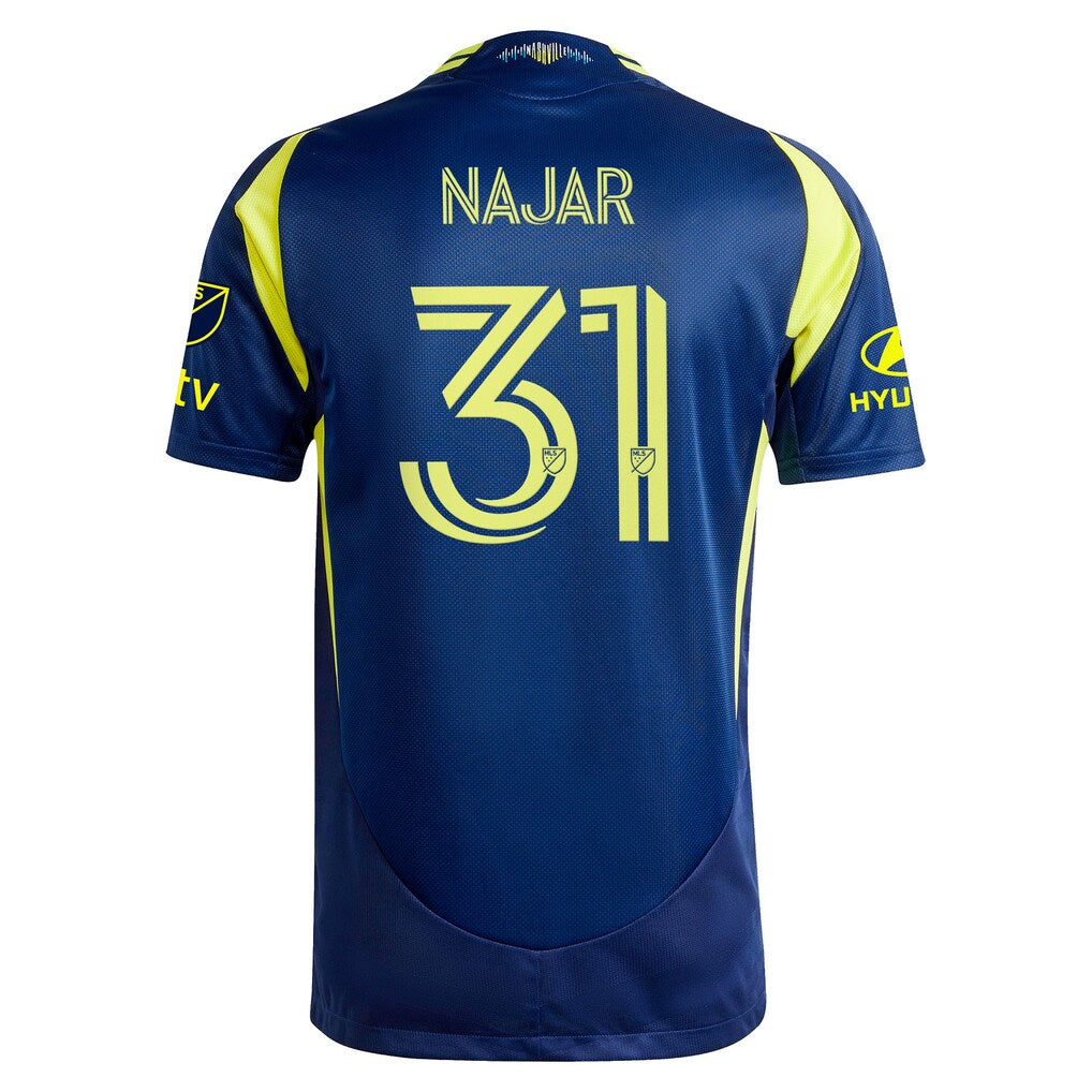 Andy Najar Nashville SC adidas 2025 The Heart of Nashville Kit On-Field Authentic Jersey – Navy