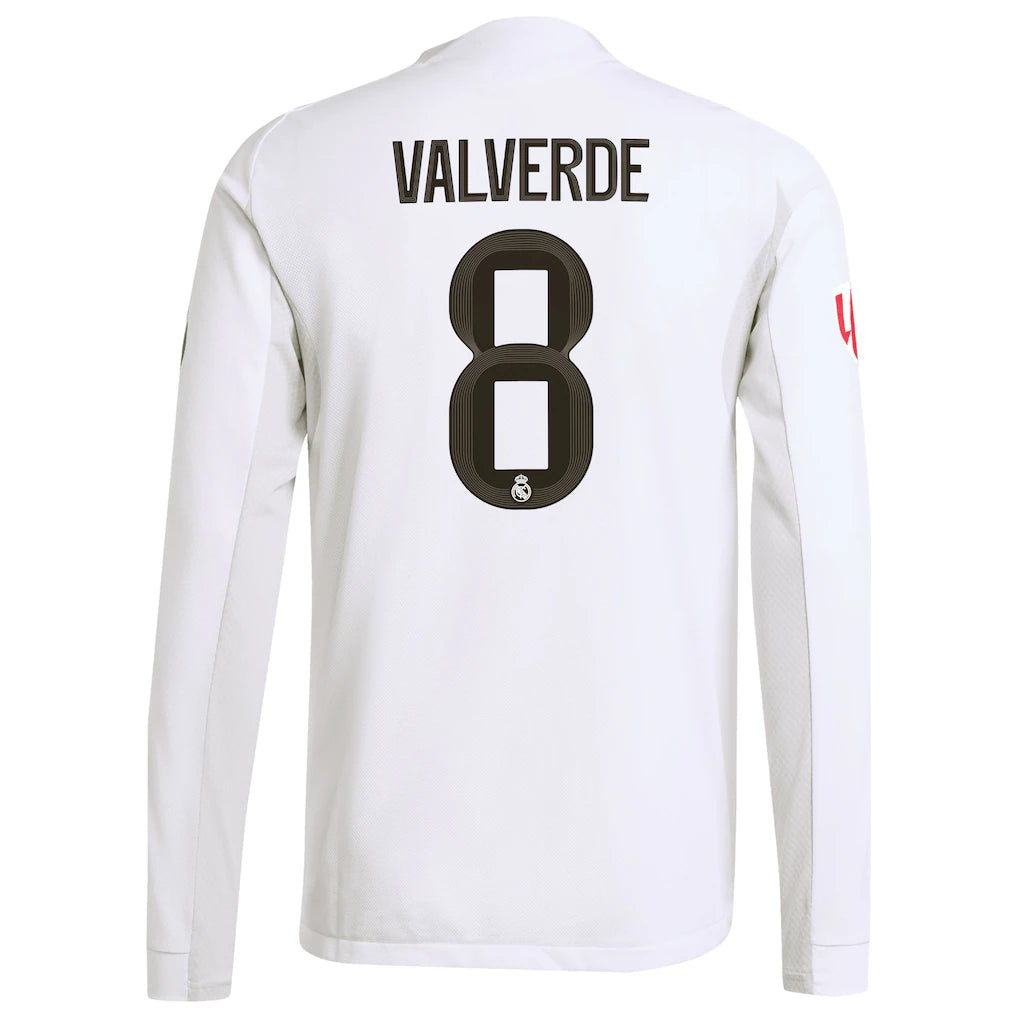 Federico Valverde Real Madrid adidas 2025/26 Home Authentic Long Sleeve Jersey - White