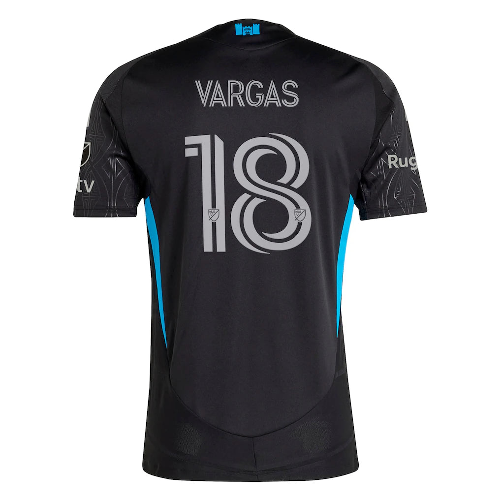 Kerwin Vargas Charlotte FC adidas 2025 Fortress Kit On-Field Authentic Jersey – Black
