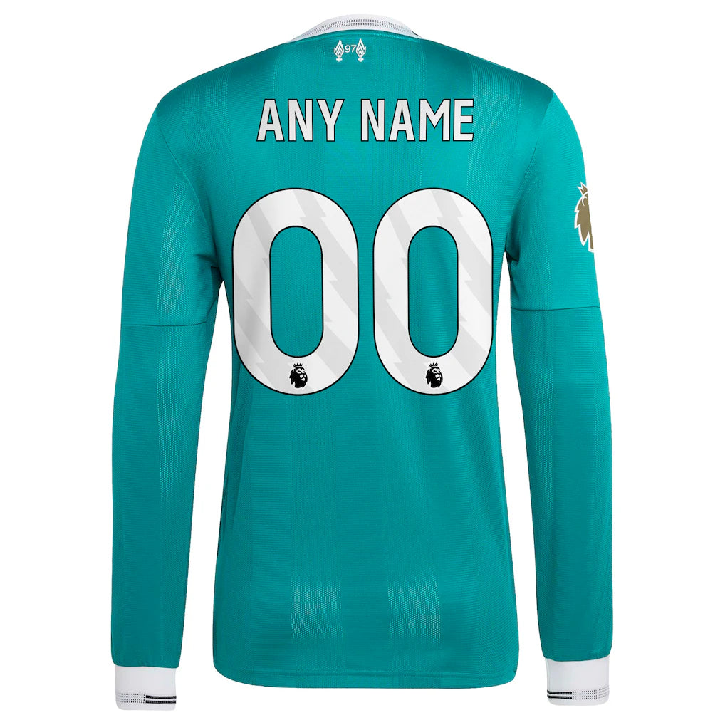 Liverpool adidas 2025/26 Third Authentic Long Sleeve Custom Jersey - Green