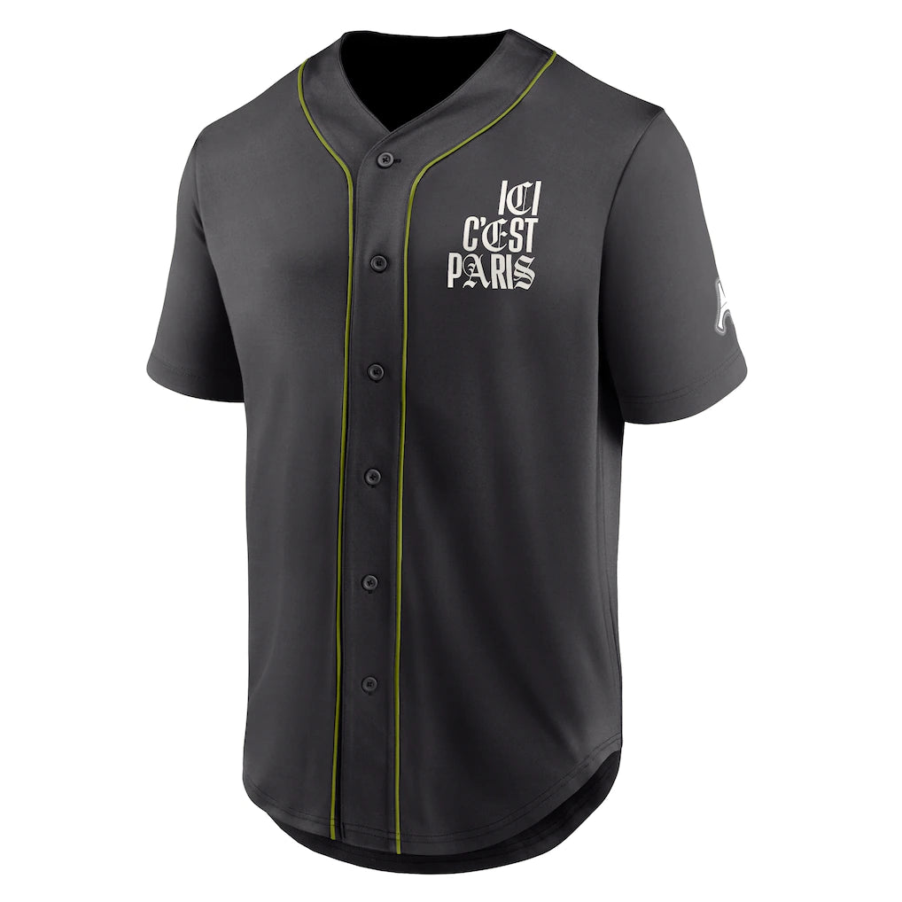 Paris Saint-Germain Fanatics Oversized Baseball Jersey - Charcoal