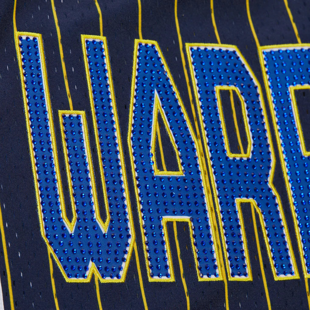Golden State Warriors Mitchell & Ness x DANNIJO Women's Fashion Baseball Jersey - Blue