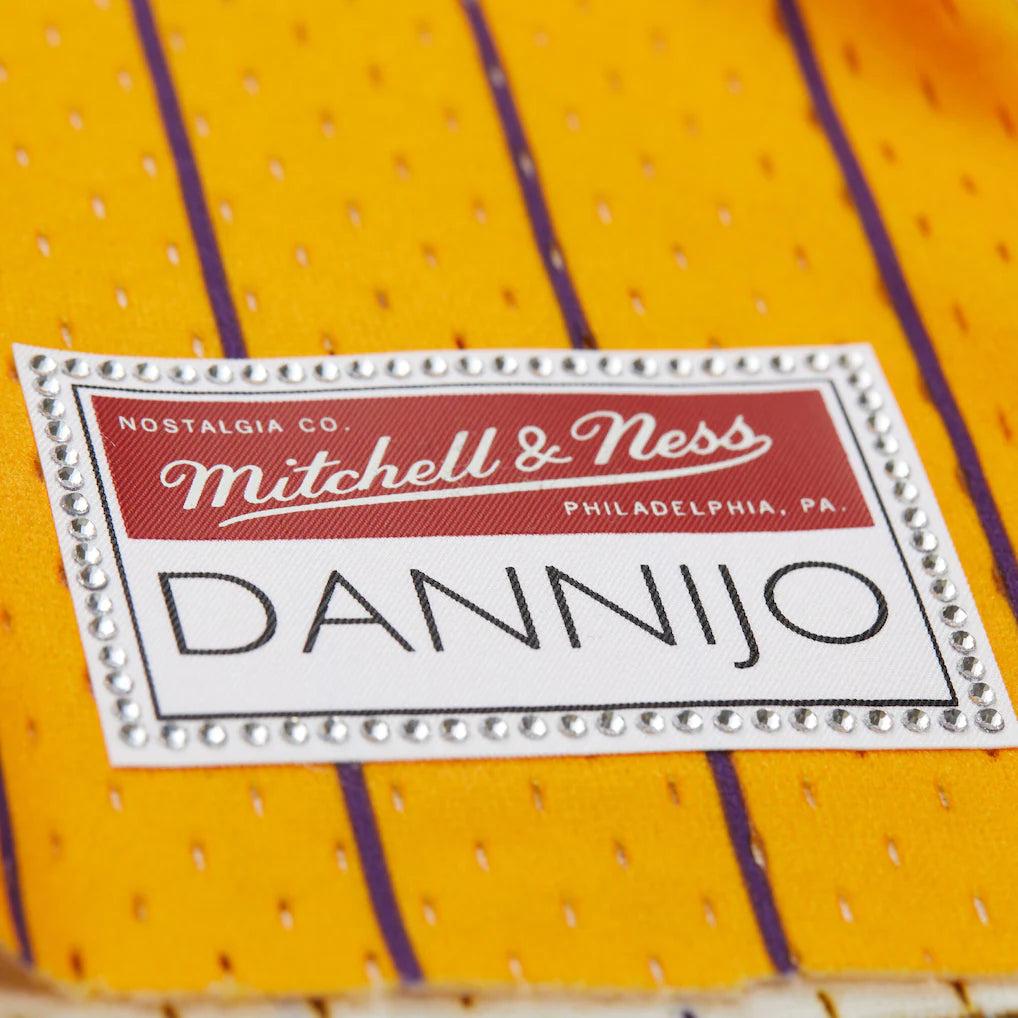 Magic Johnson Los Angeles Lakers Mitchell & Ness x DANNIJO Women's Fashion Cropped Basketball Jersey - Yellow