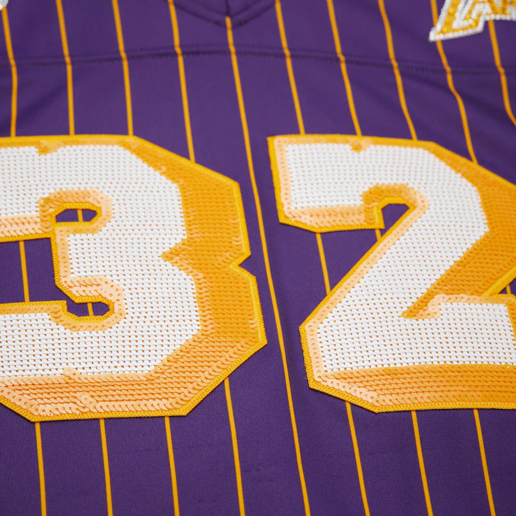 Magic Johnson Los Angeles Lakers Mitchell & Ness x DANNIJO Women's Cropped Football Fashion Jersey - Purple