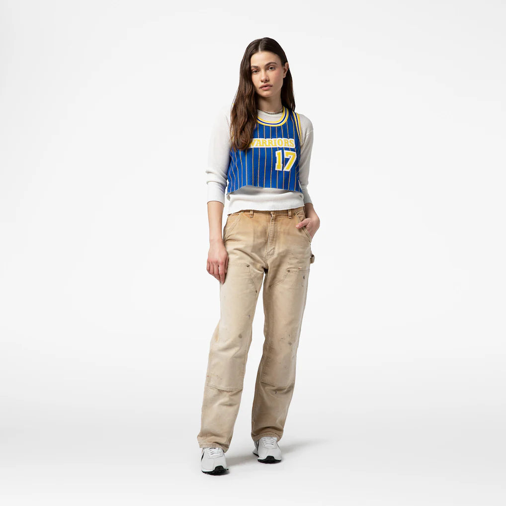 Chris Mullin Golden State Warriors Mitchell & Ness x DANNIJO Women's Fashion Cropped Basketball Jersey - Royal